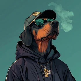 Trendy Dog Sporting Sunglasses and Hoodie