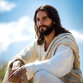 Man in White Robe Gazing