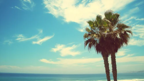 Coastal Serenity: Palm Trees Under Azure Skies