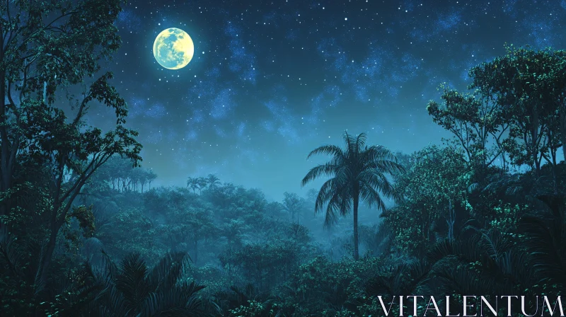 AI ART Enchanting Moonlit Jungle Landscape