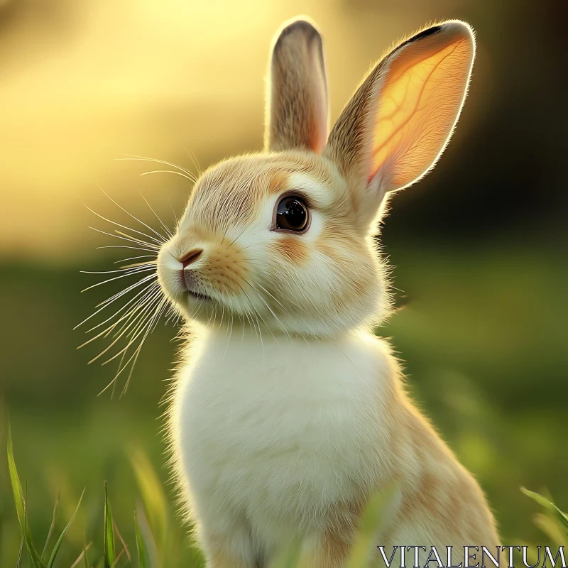 Serene Bunny in a Meadow AI Image