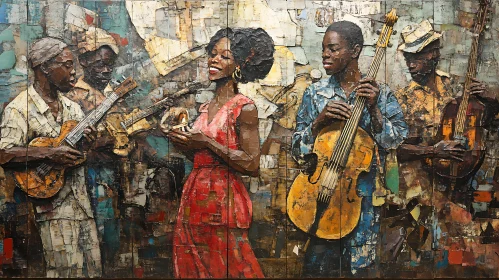 Musical Ensemble in Textured Art