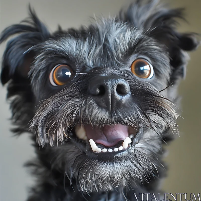 Adorable Happy Dog with Big Eyes Close-Up AI Image