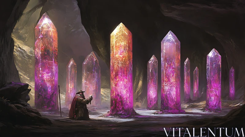 Wizard in Crystal Cave AI Image