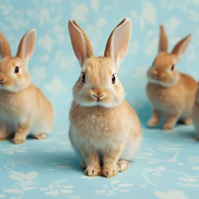 Charming Bunny Portrait on Light Blue