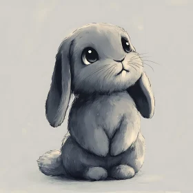 Monochrome Bunny Portrait with Expressive Eyes