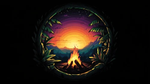 Mystical Jungle Campfire at Dusk