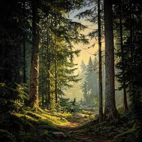 Sunlit Forest Path