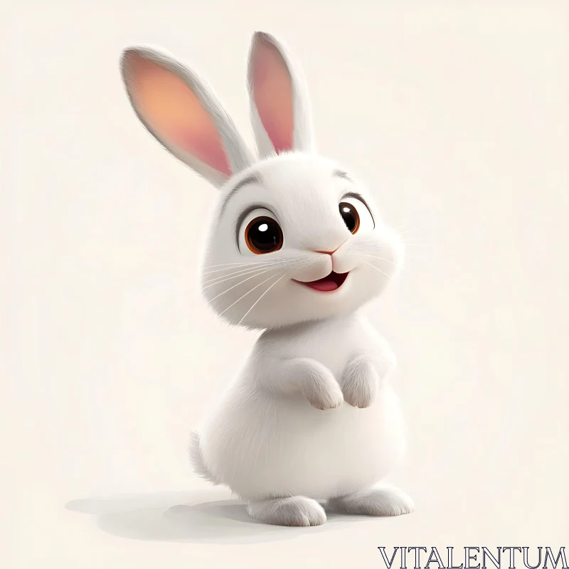 Charming Cartoon Rabbit with Sweet Smile AI Image