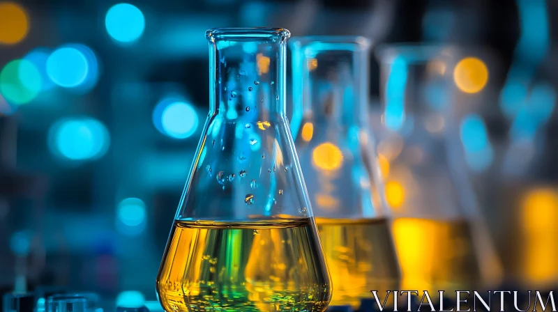Science Experiment with Flasks AI Image
