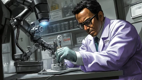 Scientist in Lab with Machine