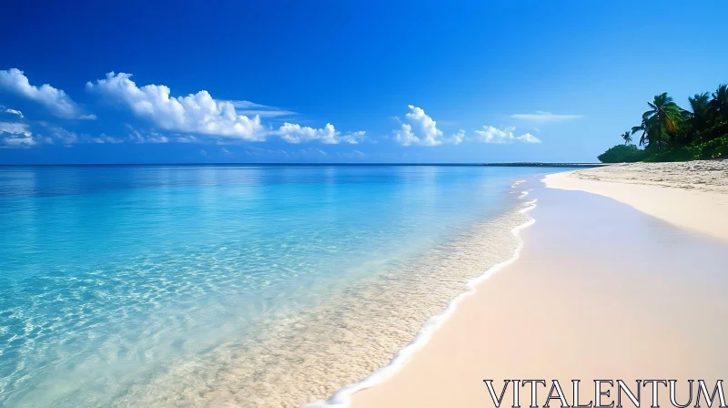 Seascape with Turquoise Water and White Sand AI Image