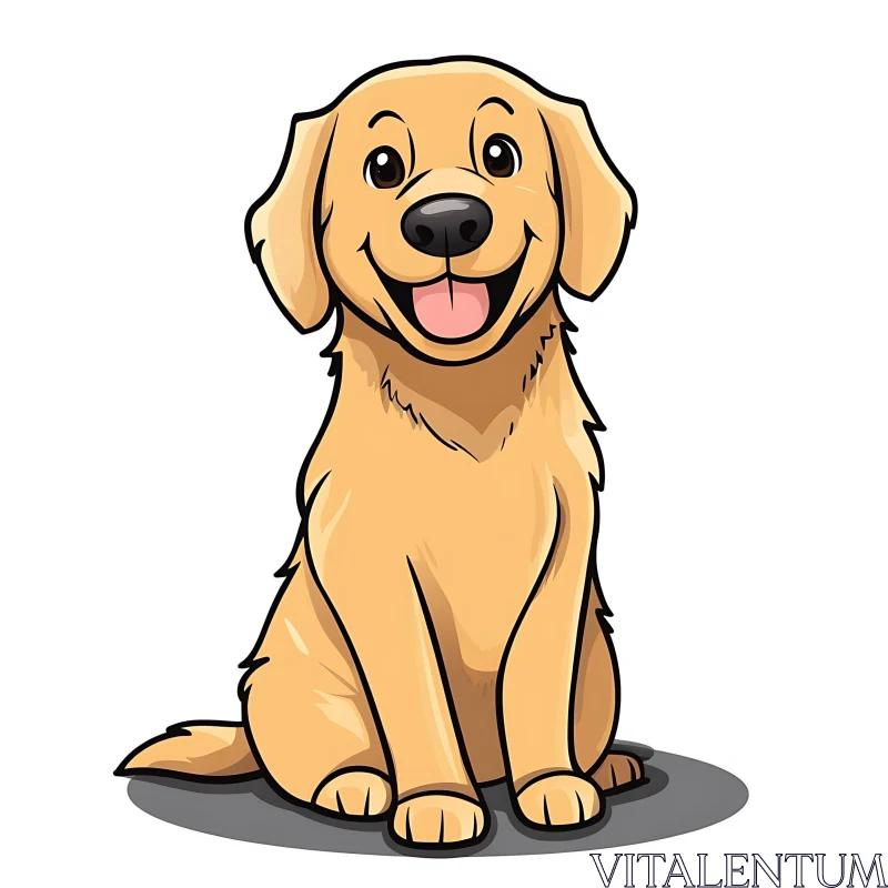 Happy Golden Retriever Cartoon Art AI Image