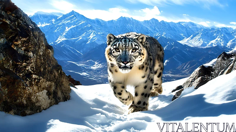 Mountain Cat in Winter Scene AI Image