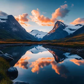 Still Mountain Lake with Cloud Reflections