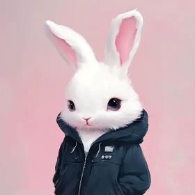 Whimsical Bunny Portrait in Jacket