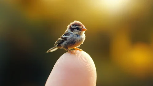 Delicate Bird on Human Finger