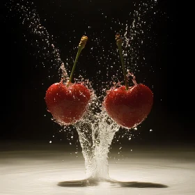 Suspended Cherries with Splashing Water