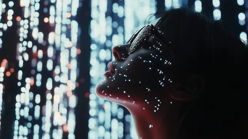 Woman Portrait with Glowing Lights