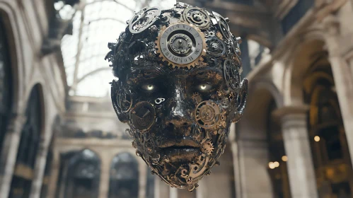 Gears and Cogs Face Sculpture