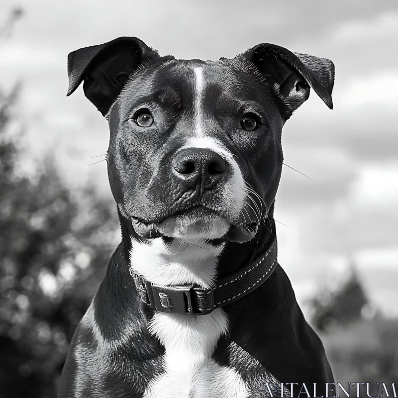 Expressive Dog Portrait in Monochrome AI Image