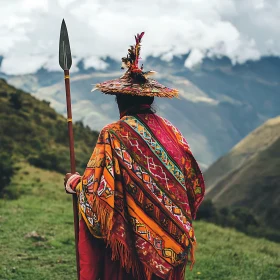 Mountain View with Traditional Man