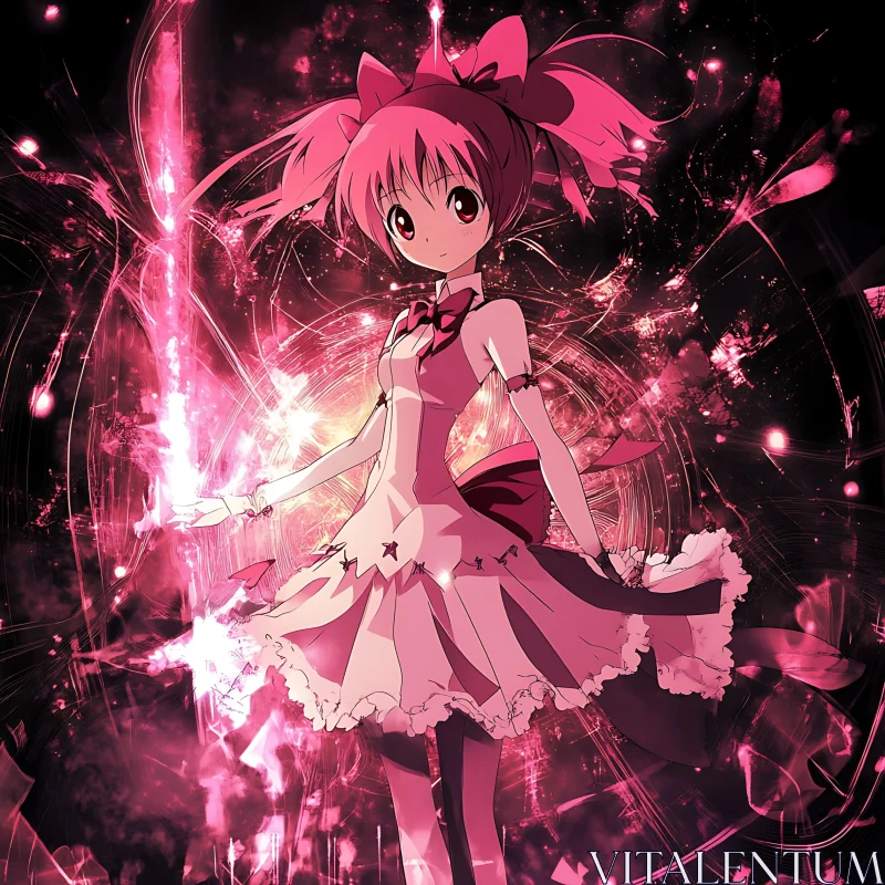 Enchanting Anime Girl in Pink AI Image