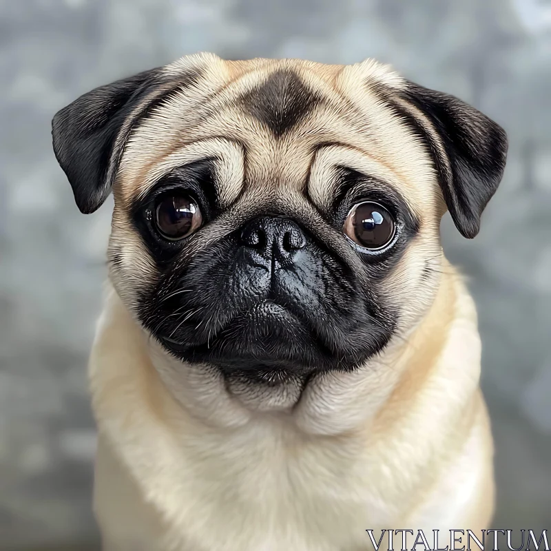 Cute Pug Puppy Portrait AI Image