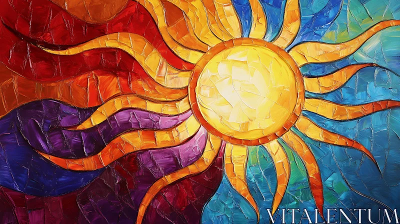 Abstract Sun Art with Contrasting Colors AI Image