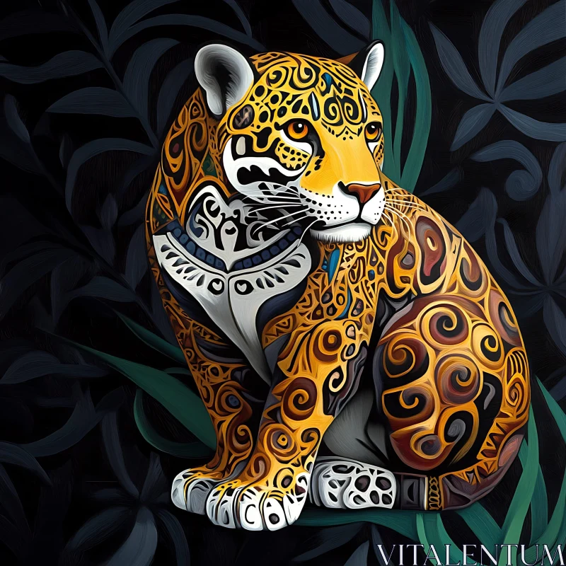 AI ART Patterned Jaguar Portrait