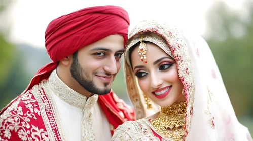 Portrait of a Smiling Wedding Couple