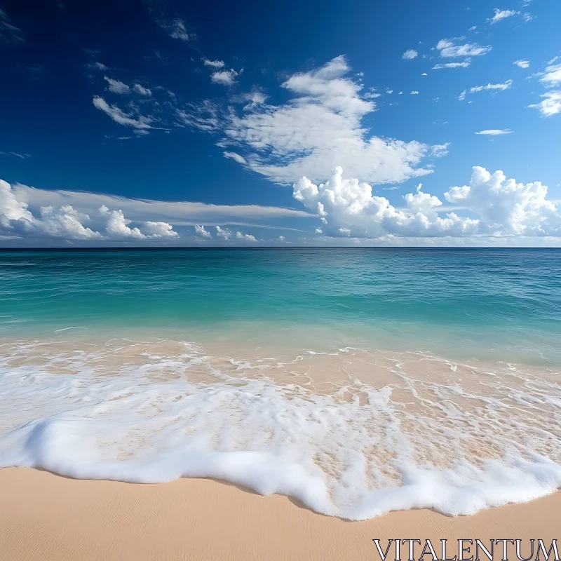 AI ART Seascape with Turquoise Water and Clouds