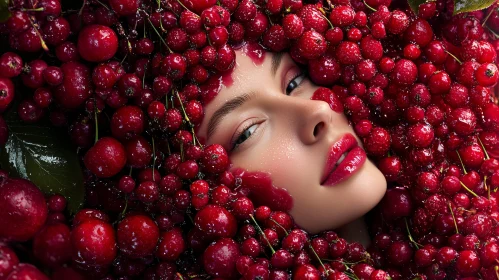 Berry Adorned Woman Portrait
