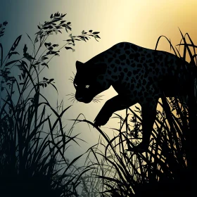 Panther in Tall Grass
