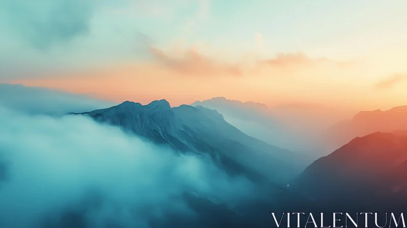 Misty Mountains at Dawn AI Image