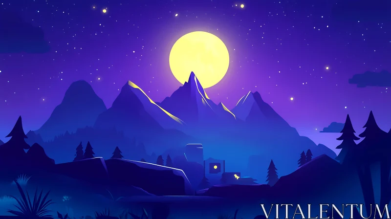 AI ART Starlit Peaks and Moonlight