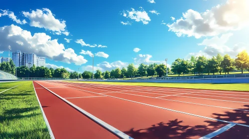 Picturesque Athletics Track Under Blue Sky