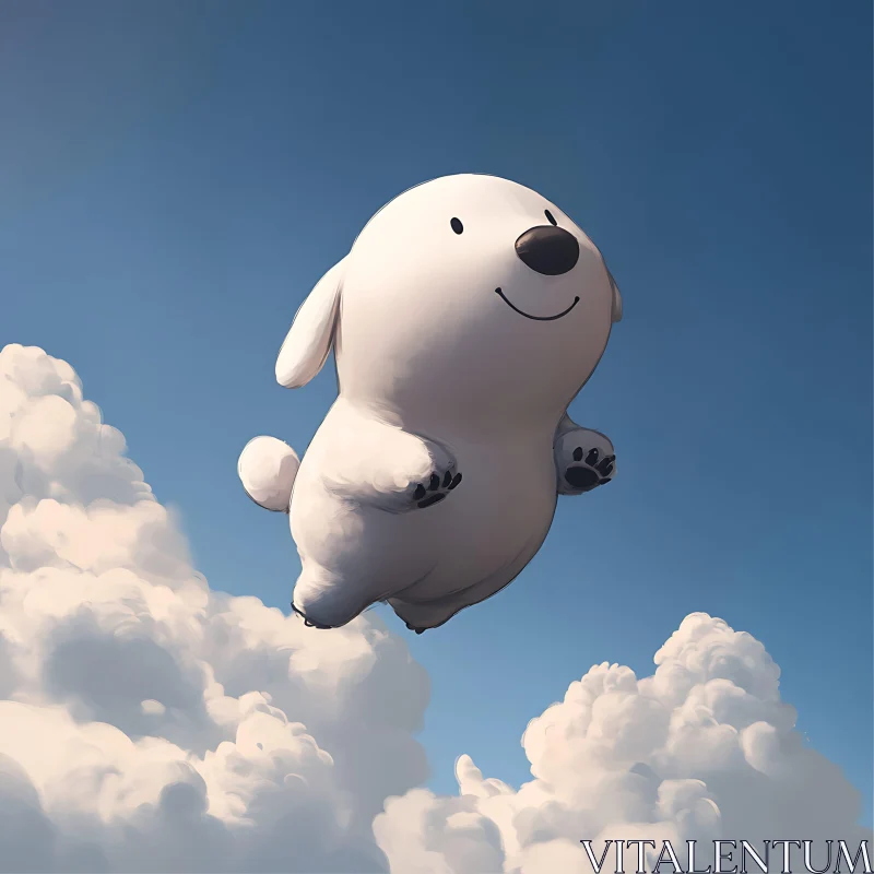 Cheerful Balloon Dog Amidst a Dreamy Sky AI Image