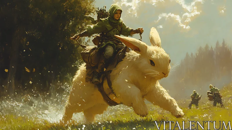 Fantasy Rabbit Rider Adventure AI Image