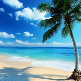 Tropical Beach Paradise with Blue Sky