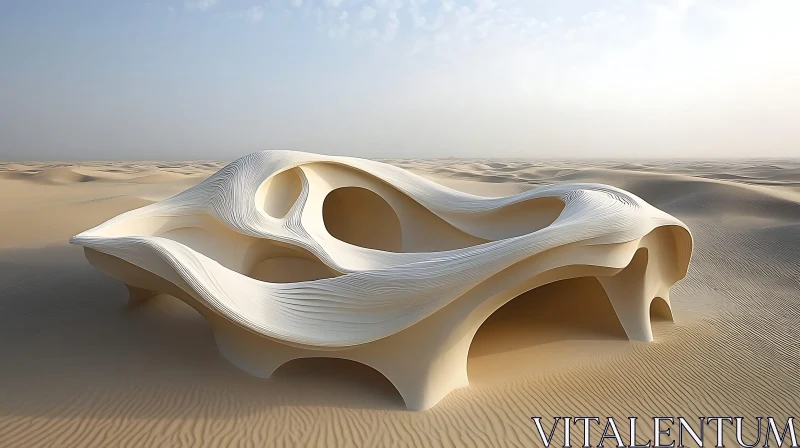 Modern Architectural Sculpture in the Desert AI Image