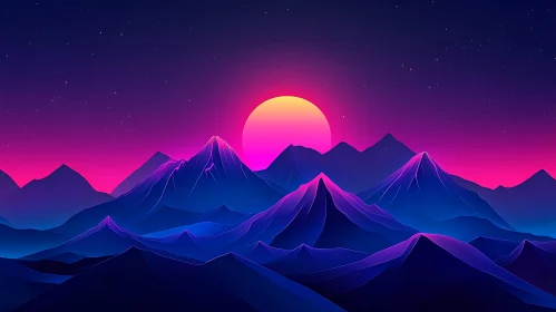 Synthwave Mountain Sunset