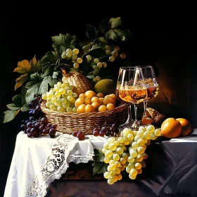 Classic Fruit and Wine Still Life