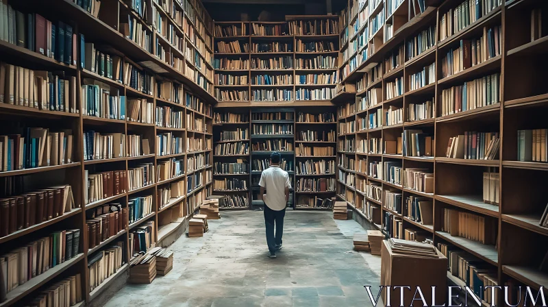 Hall of Knowledge: A Library Journey AI Image