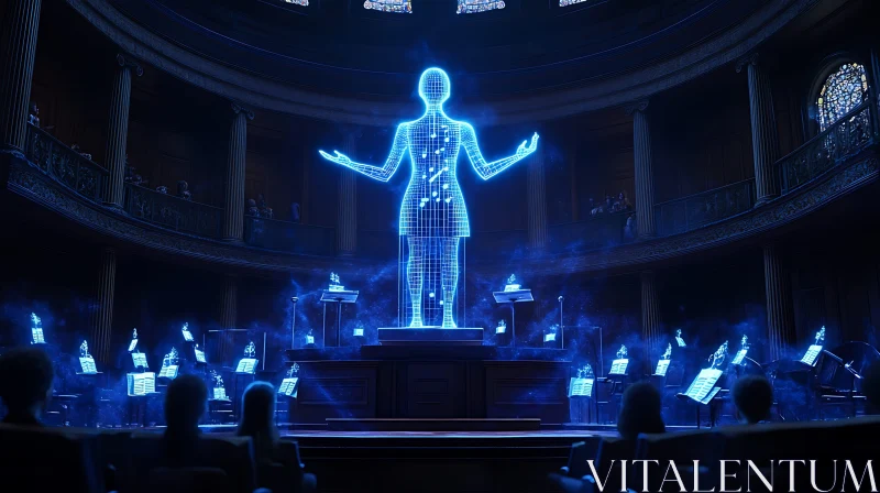 AI ART Holographic Conductor Orchestral Hall Performance