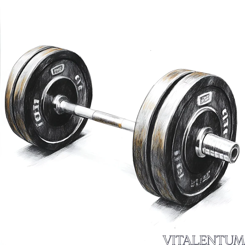 AI ART Weightlifting Barbell Graphite Drawing