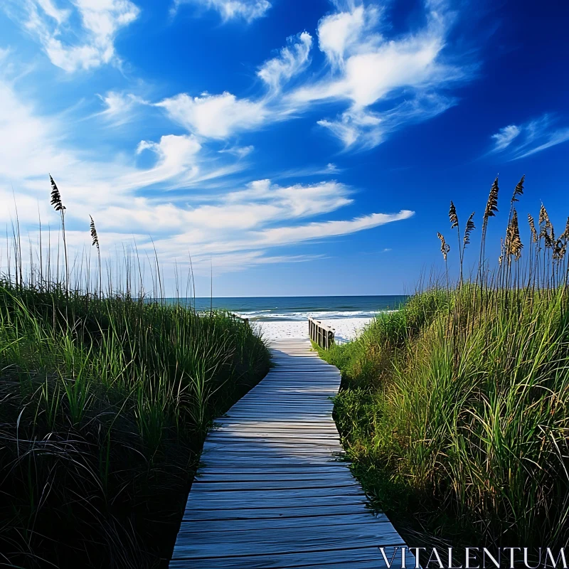 Path to Tranquility Beach Scene AI Image