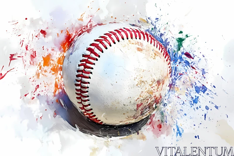 Abstract Art of Baseball with Colorful Splashes  AI Generated Image AI Image