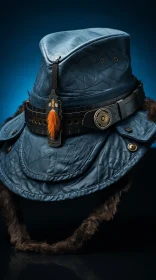 Exquisite Hat with Detailed Feather Rendering | Dark Bronze & Blue