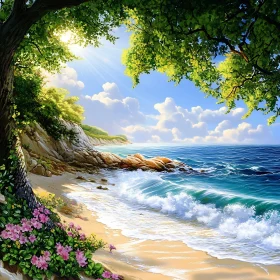 Coastal Beach View with Greenery